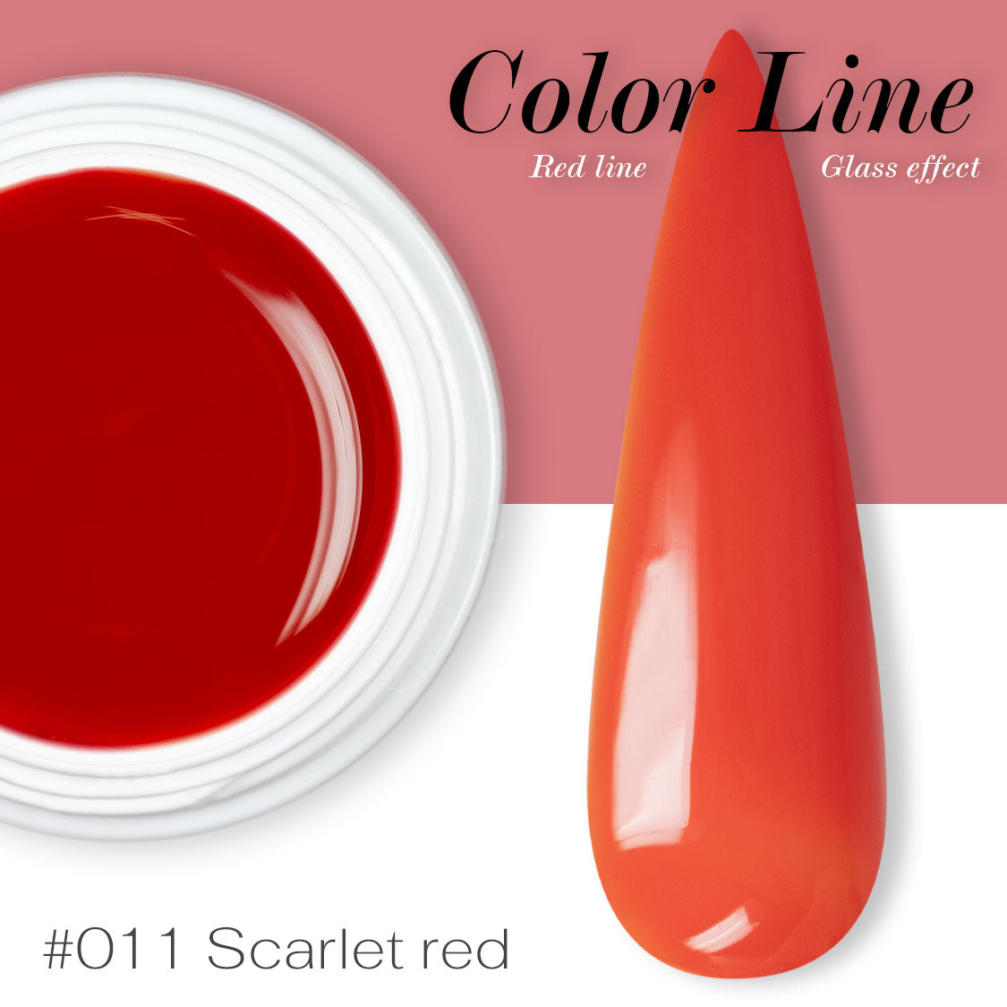 Gel UV Colorato - Red Line - 011 - Scarlet Red - Glass Effect - 5ml