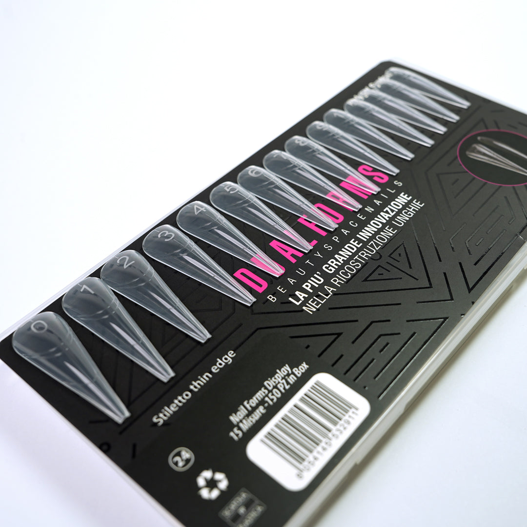 Dual Form 24 - Stiletto – Girocuticole Smussato & Apice Tecnico - Formine trasparenti in box 150 PZ
