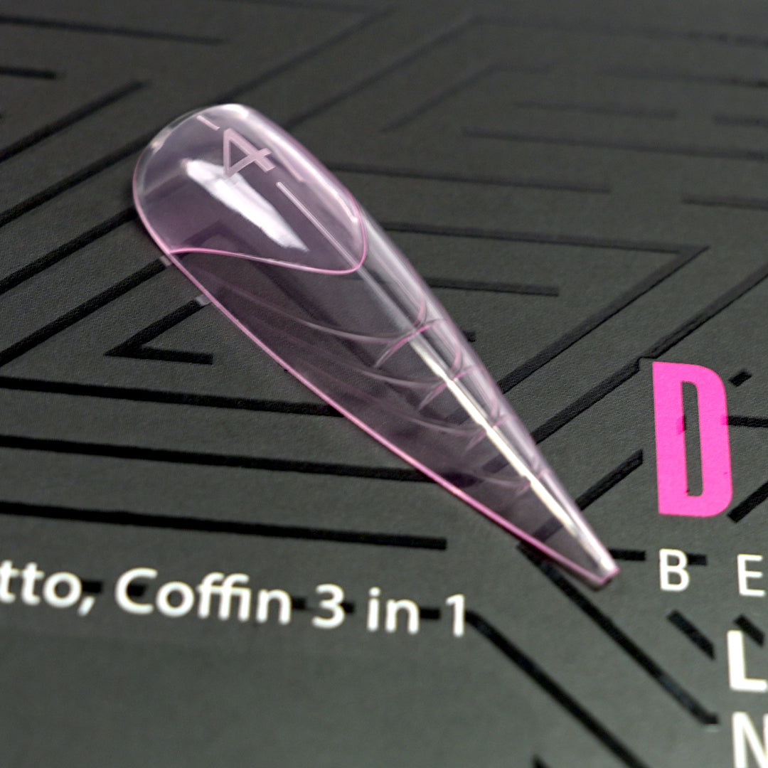 Dual Form 22 - 3in1 - Almond, Stiletto, Coffin + French - Formine rosa trasparenti rosa in box 150 PZ