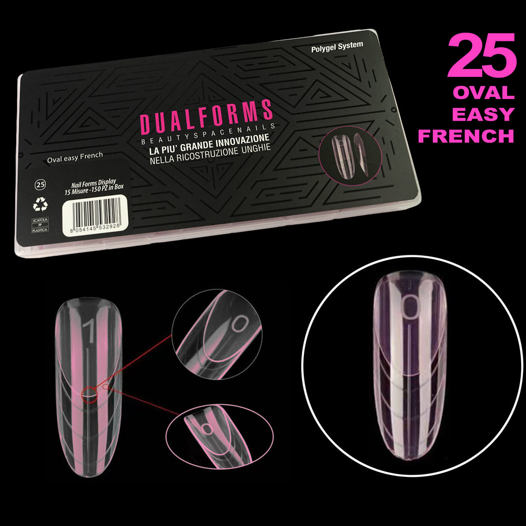 Dual Form 25 - Oval Easy French – French Zone Integrata - Formine rosa trasparenti in box 150 PZ