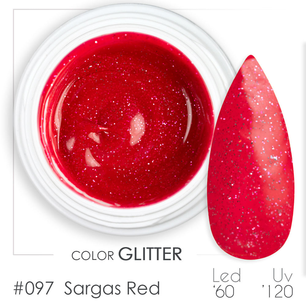 097 - Sargas Rouge - Gel UV coloré - Paillettes professionnelles BSN