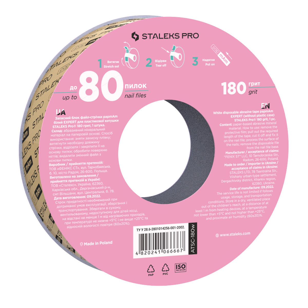 Ricarica di lima papmAm BIANCO in rotolo EXPERT STALEKES PRO - Grana 180 - 7 metri