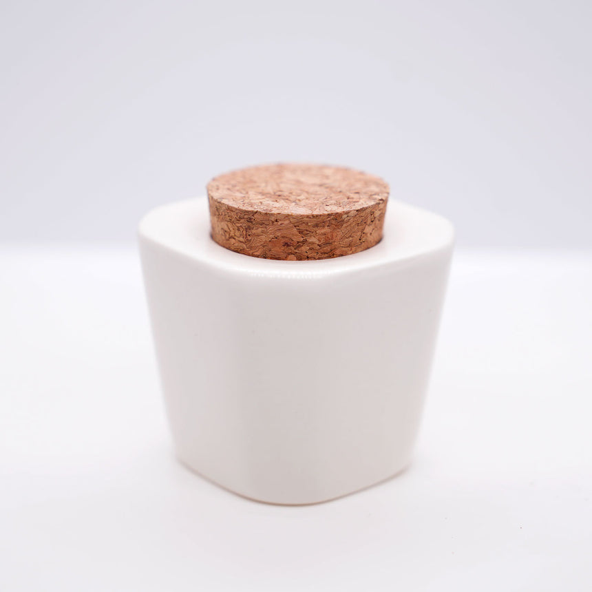 Bicchiere Bianco Ceramica con Tappo Contenitore per liquidi