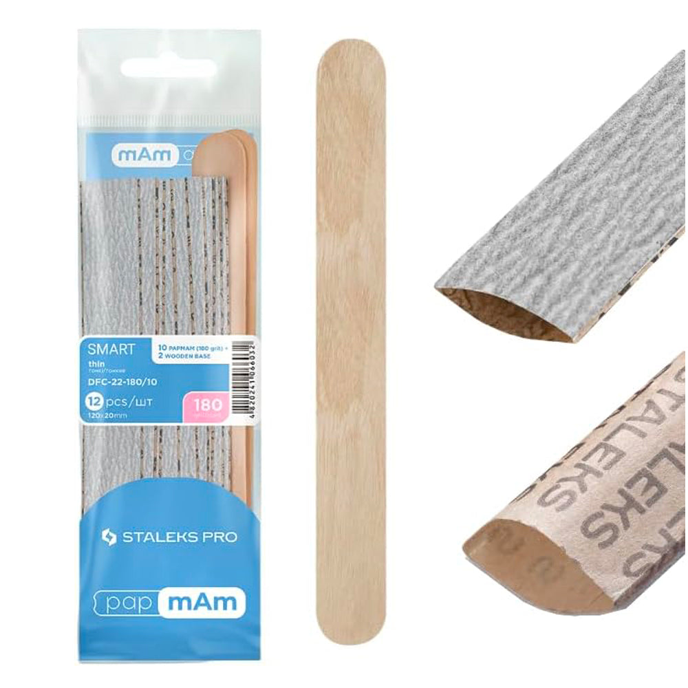 Limes de rechange PapmAm grain 180 (10 pièces) et socle en bois (2 pièces) SMART 22