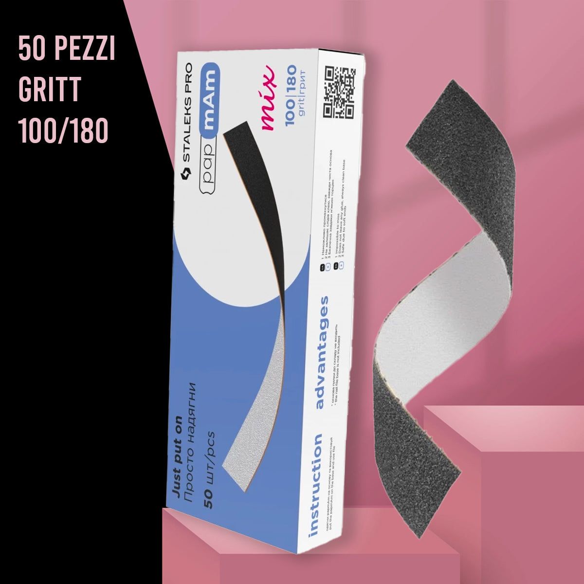 Lime bifacciali monouso papmAm Mix EXPERT - grana 100 / 180 (50 Pz)