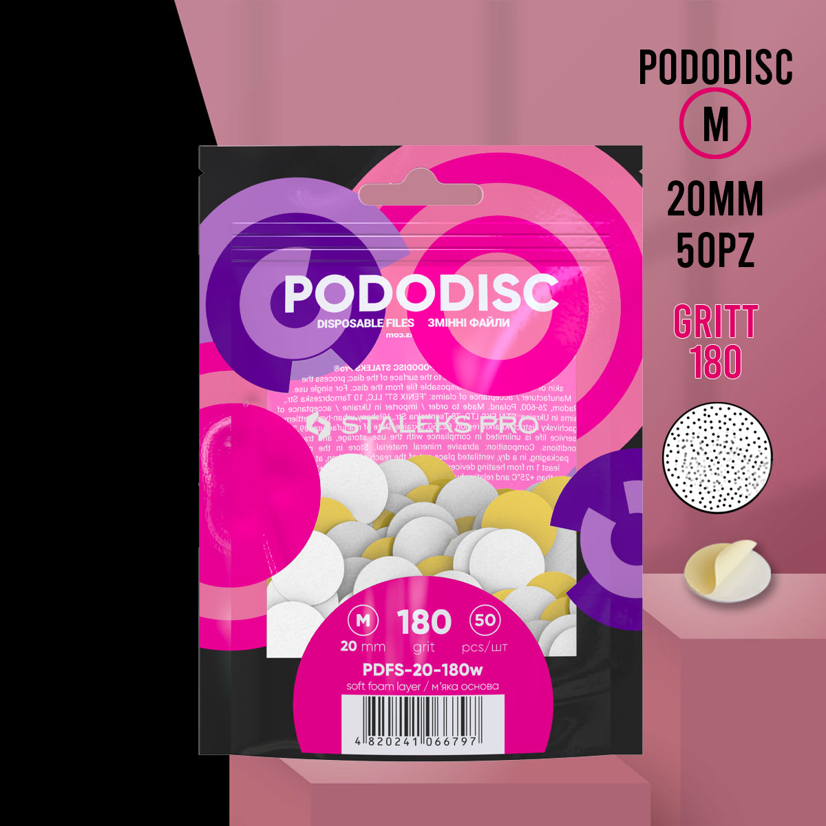 PODODISC Lime rotonde dischi per Pedicure Staleks Pro M -180 gritt - 50pz