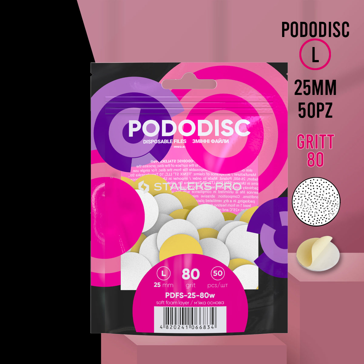 PODODISC Lime rotonde dischi per Pedicure Staleks Pro L -80 gritt - 50pz