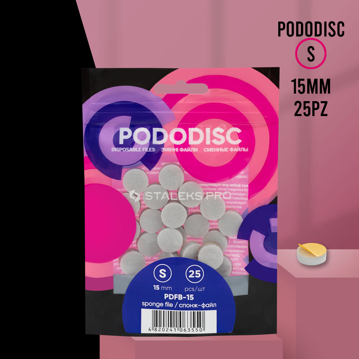 Disques de pédicure ronds en éponge PODODISC Staleks Pro S - 25 pièces