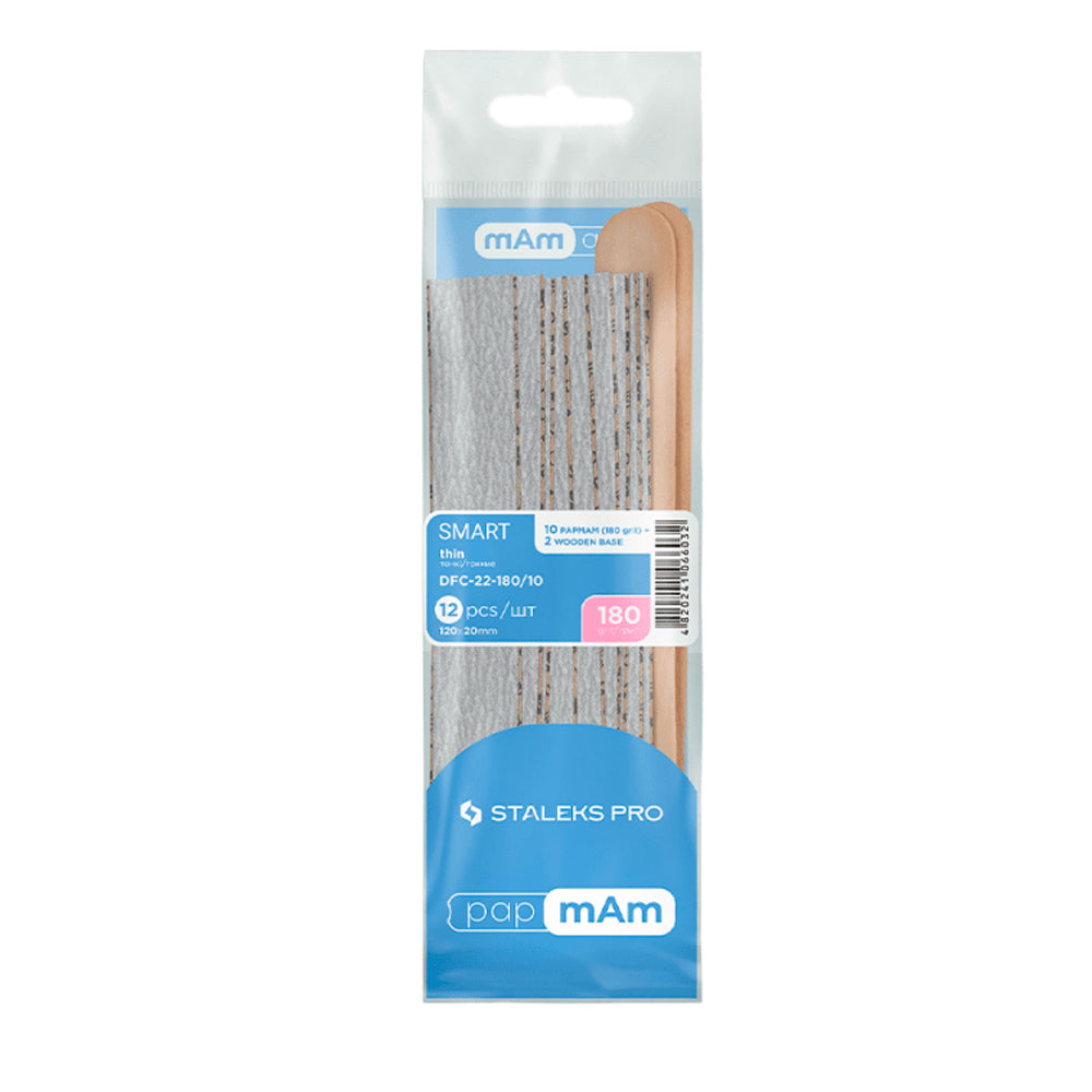 Limes de rechange PapmAm grain 180 (10 pièces) et socle en bois (2 pièces) SMART 22