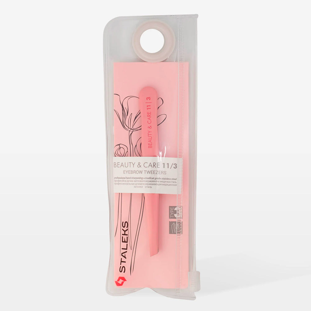 Pinzetta Rosa Per Sopracciglia BEAUTY & CARE 11 TIPO 3 (Bordi Smussati Larghi)