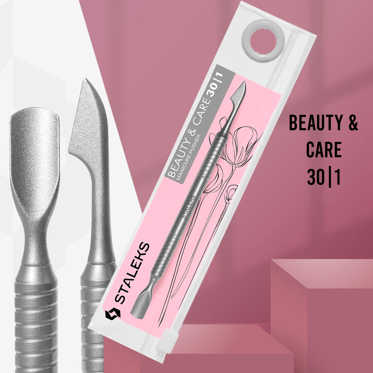 Spatola Per Manicure (Pusher Arrotondato + Ascia) BEAUTY & CARE 30 TYPE 1