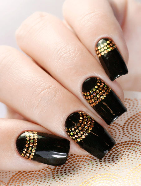 Stickers Adesivi Nail Art Water decals motivi cerchi multicolor base oro - gold