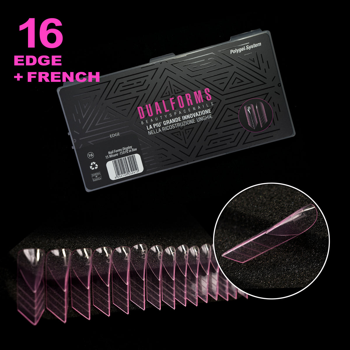 Edge + French - Dual forms muretto - Formine rosa 150 pezzi in Box 15 misure