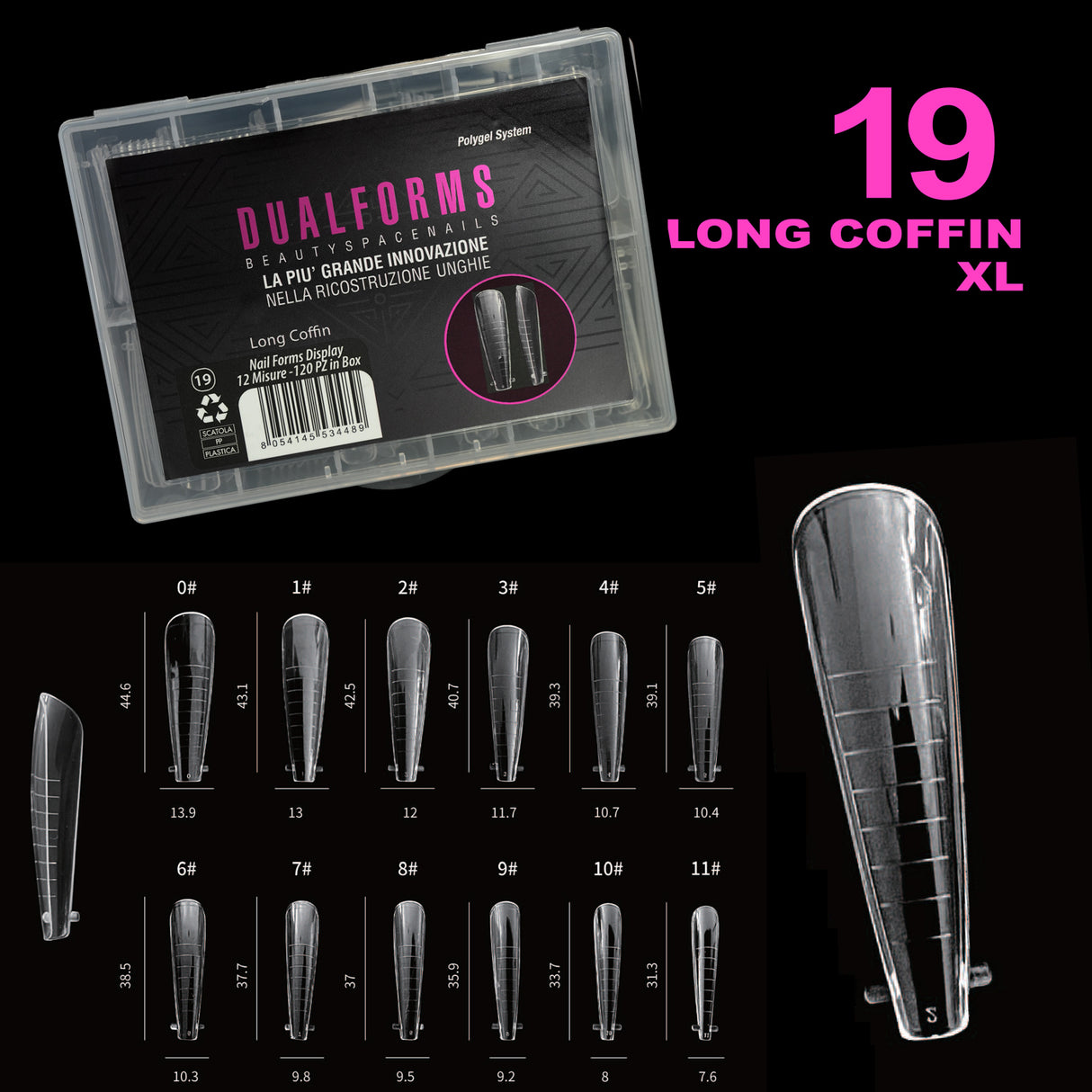 Dualforms 19 - Dual form Long Coffin XL- Formine trasparenti 120 pezzi