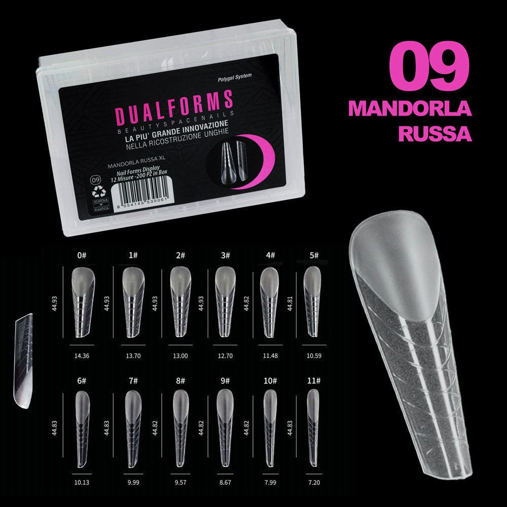 Dualforms 09 - Mandorla Russa XL -Dual form in Box - Formine trasparenti 200 pezzi