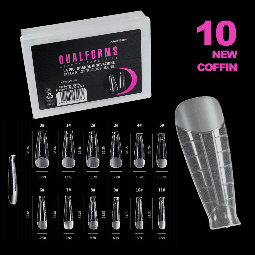 Dualforms 10 - New Coffin - Dual form in Box - Formine trasparenti 200 pezzi