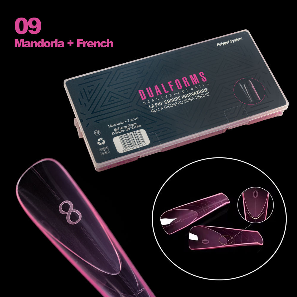 Mandorla + French - Dual form in Box - Formine rosa trasparenti 150 pezzi