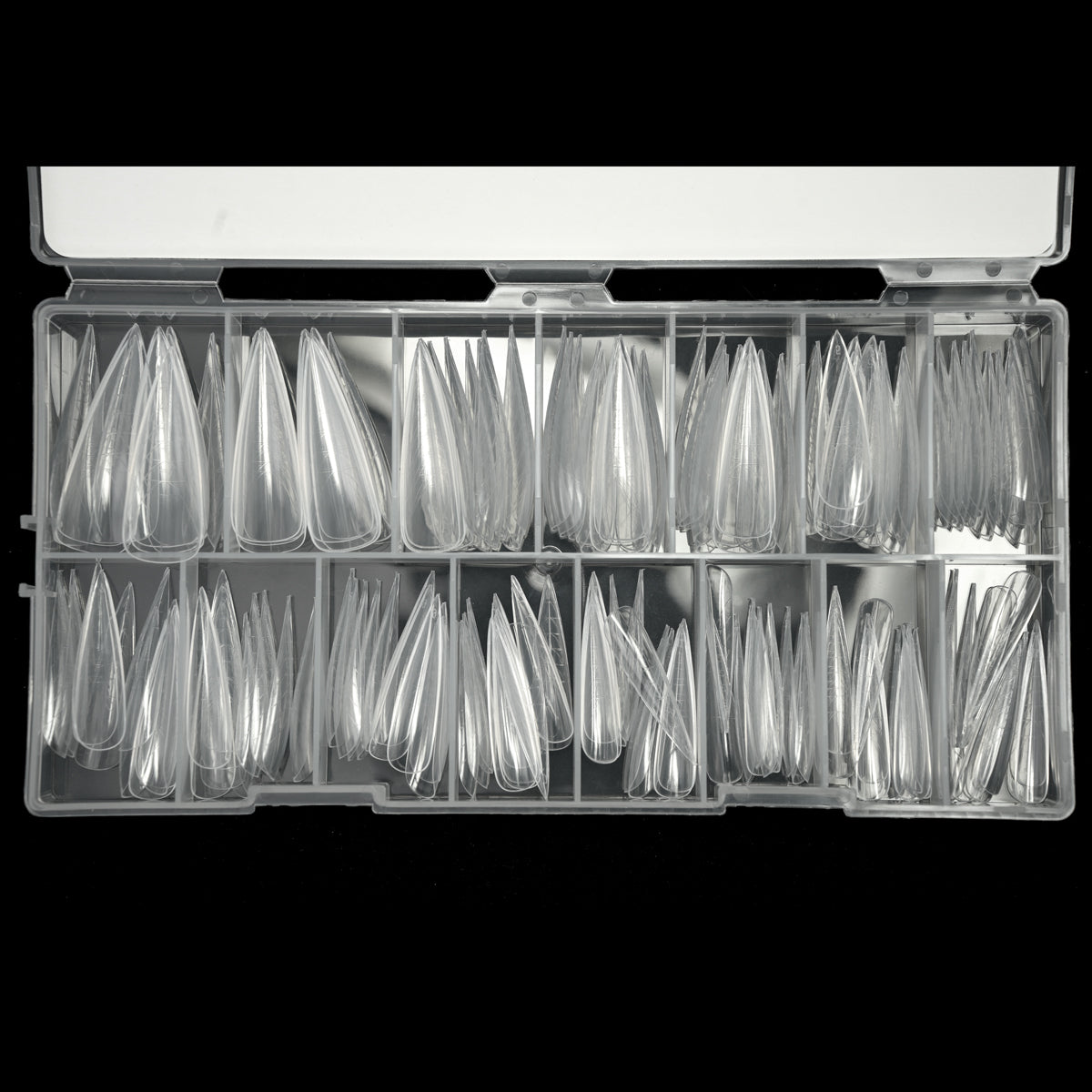 Dualforms 14 - Mandorla XXL 0mm - Dual form in Box - Formine trasparenti 15 misure 150 pezzi