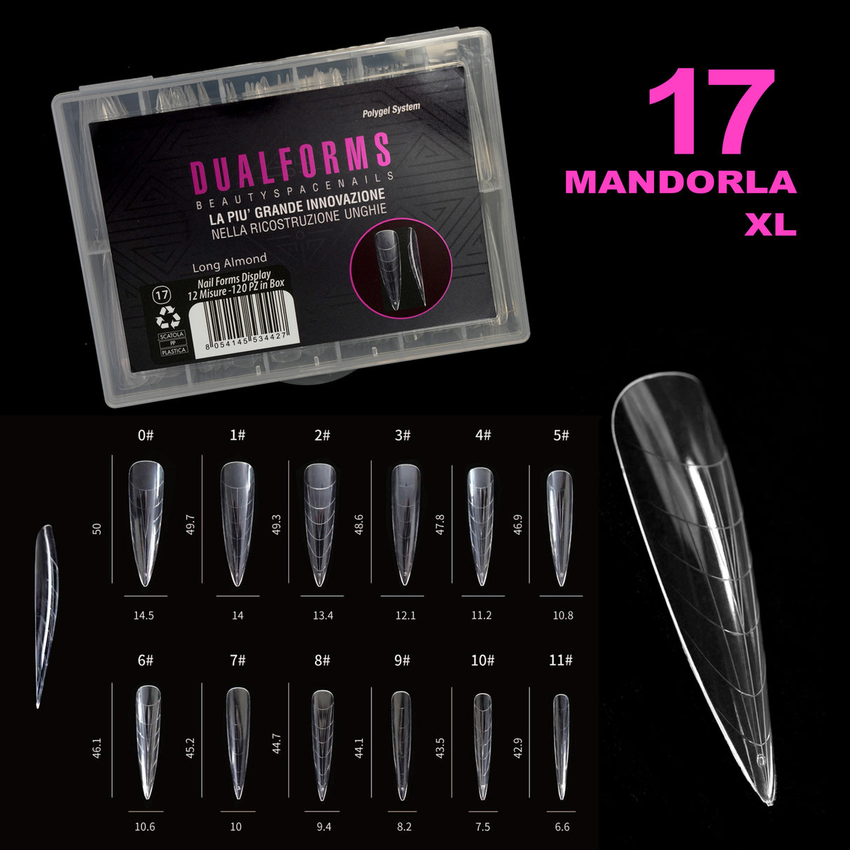 Dualforms 17 - Dual form Mandorla XL- Formine trasparenti 120 pezzi