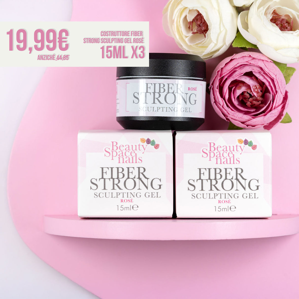 3x FIBER STRONG SCULPTING GEL - ROSE' - "New Evolution" - 15 ml