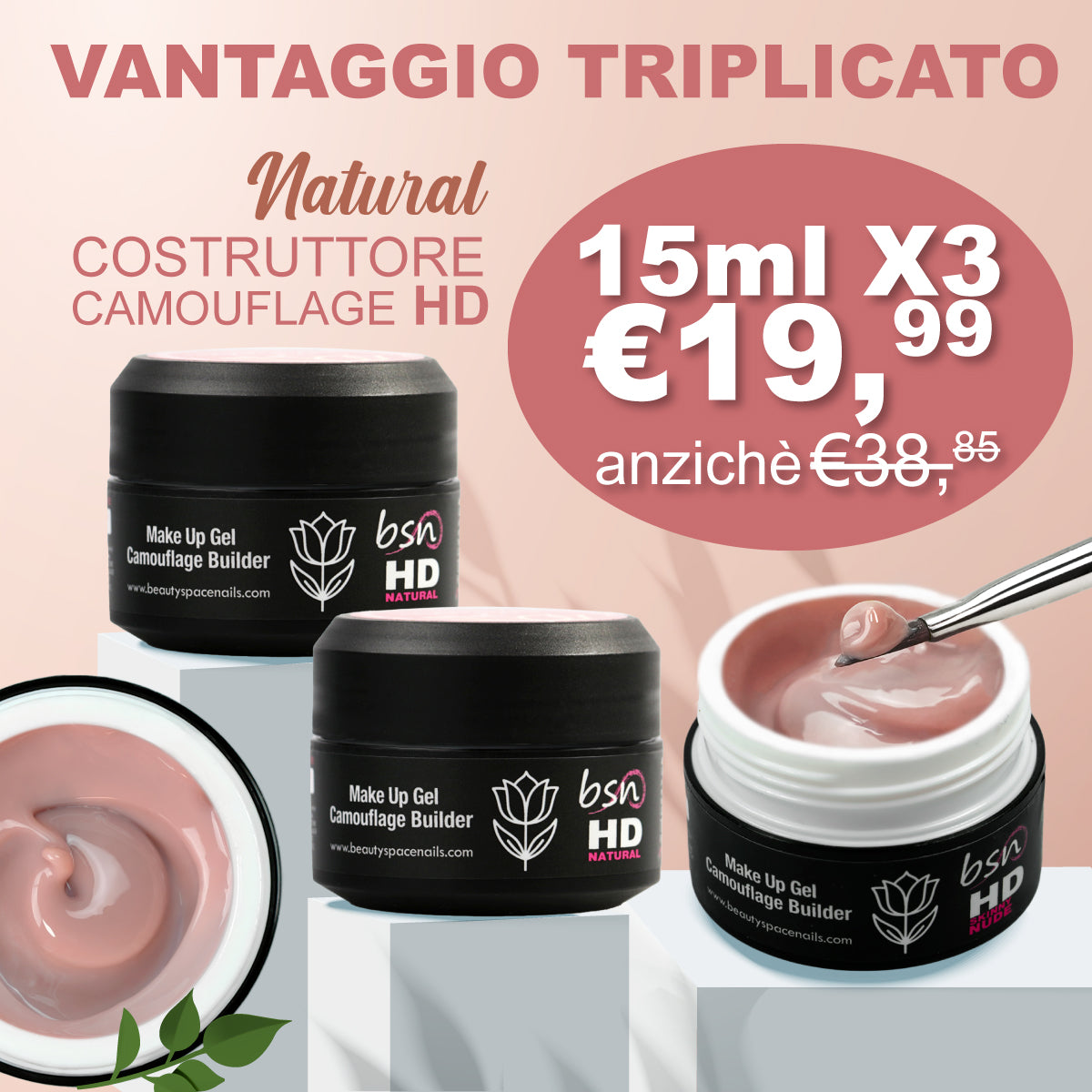 3X NEW HD NATURAL 15 ML – Cover HD costruttore camouflage modellante