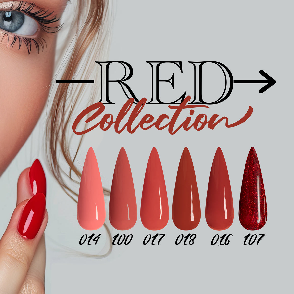 Red Collection - 6 colori - Soak Off Color da 7ml cad. Smalto semipermanente