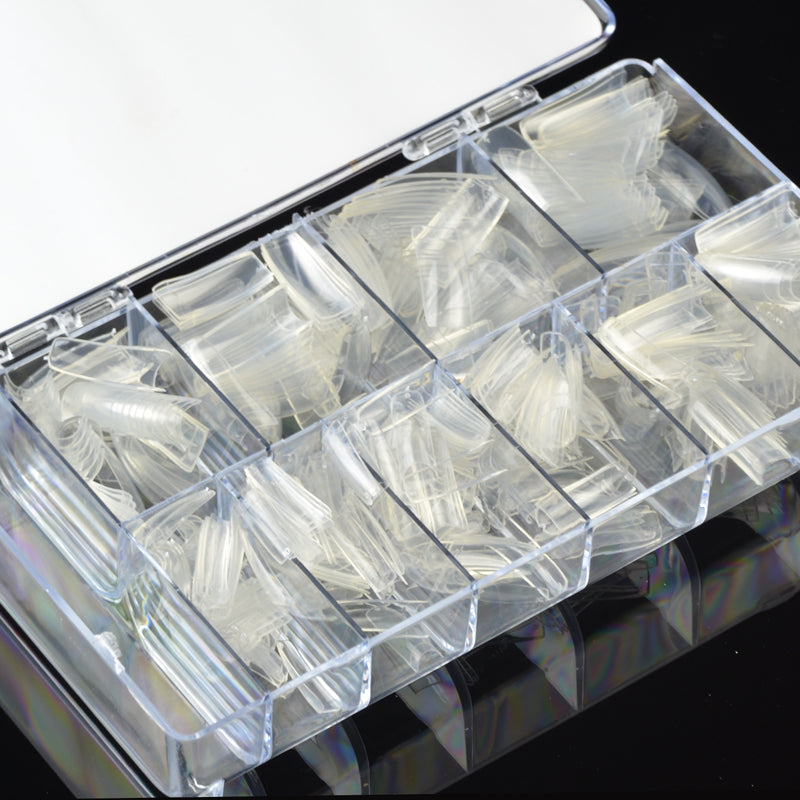 500 Tips in box UNGHIA EXTRA LONG TRASPARENTI CON SCALINO