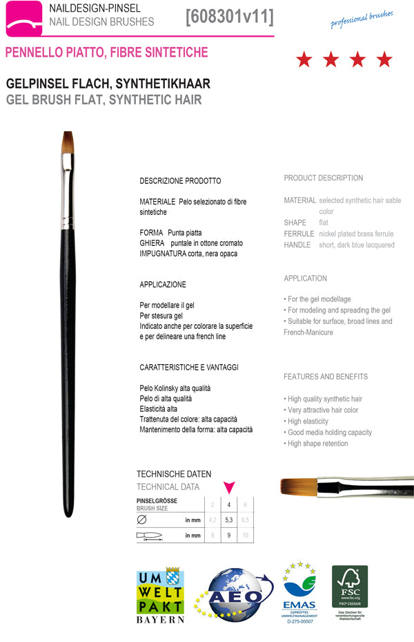 608301-N°4 - Pinceau pour application de gel texturisant, synthétique 608301-N°4