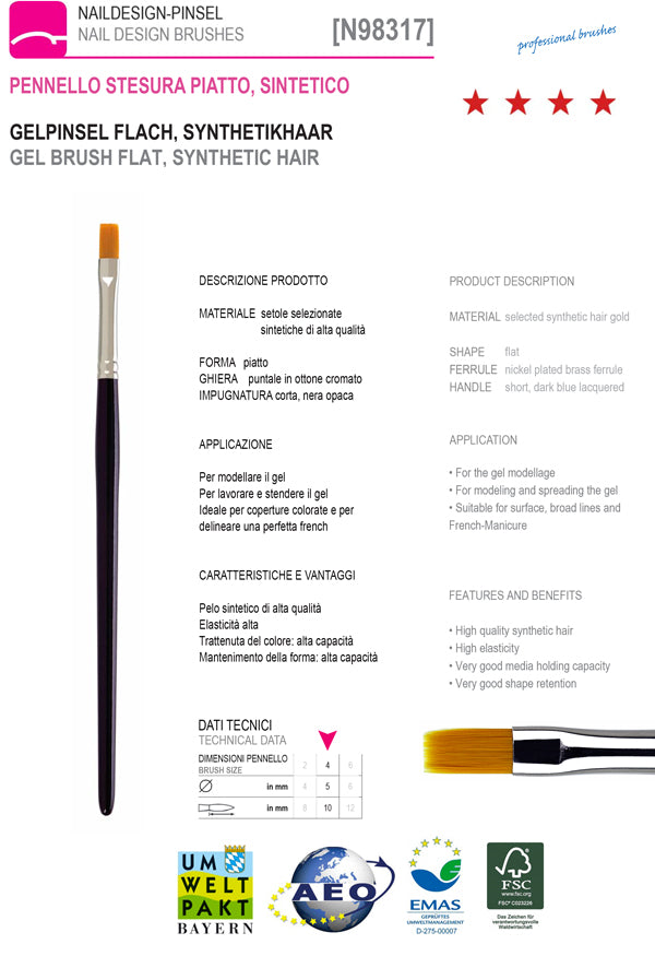 98317-N°4 - Pennello per stesura gel da struttura, sintetico 98317-N° 4