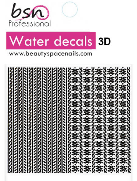 Stickers Adesivi Nail Art Water decals Natalizi 3D effect black