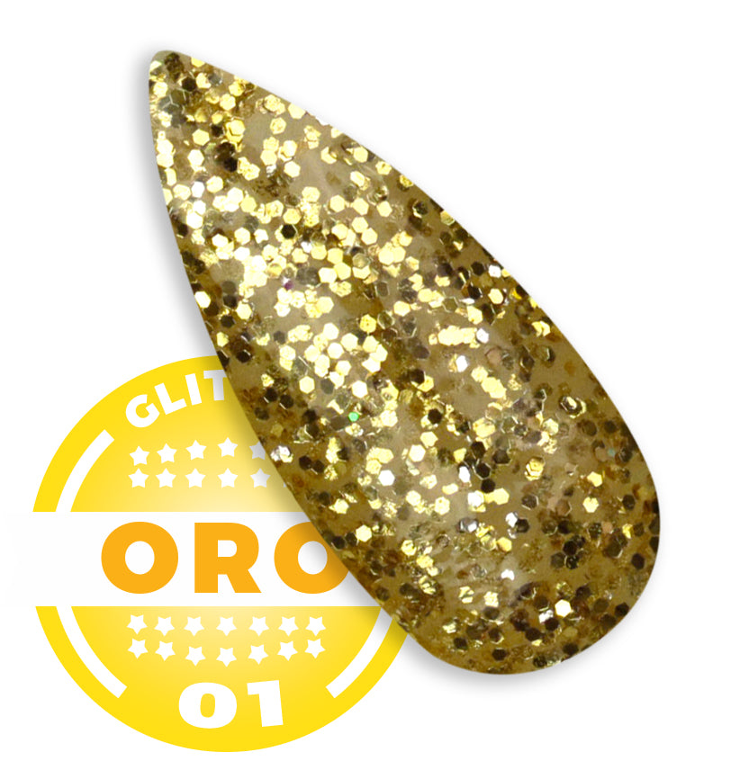 Gel color Glitter trasparente effetto vetro UV e Led 5ml - ORO 01