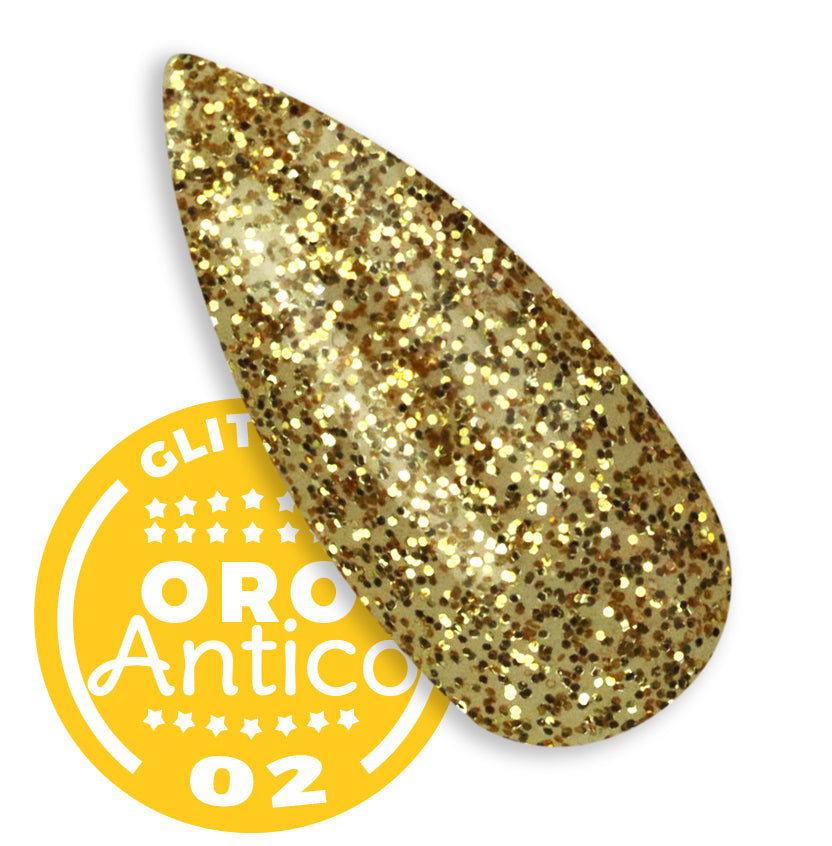 Gel color Glitter trasparente effetto vetro UV e Led 5ml - ORO ANTICO 02