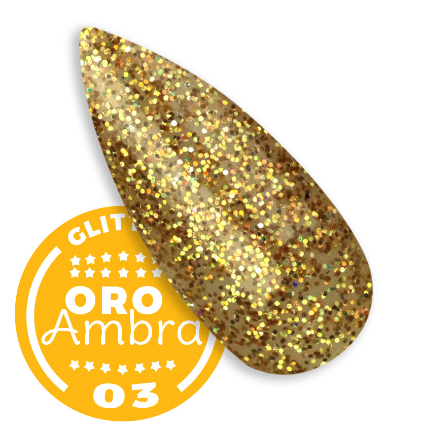 Gel color Glitter trasparente effetto vetro UV e Led 5ml - ORO AMBRA 03