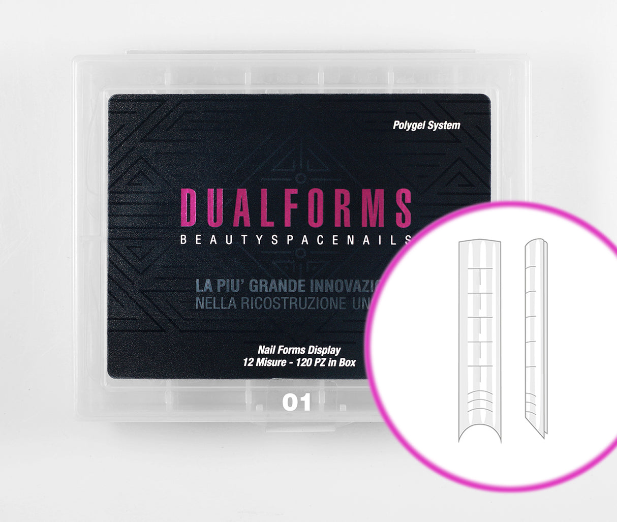 Dualforms 01 - Dual form per allungamento Square - Dual system form in Box - Formine trasparenti 120 pezzi