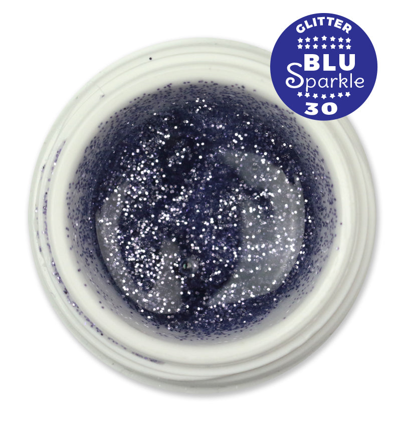 Gel color Glitter trasparente effetto vetro UV e Led 5ml - BLU SPARKLY 30