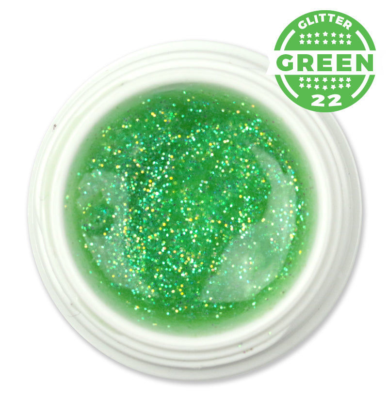 Gel color Glitter trasparente effetto vetro UV e Led 5ml - GREEN 22