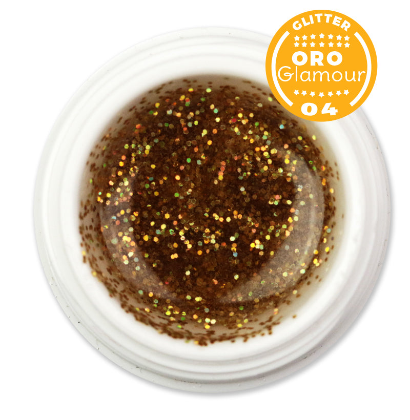 Gel color Glitter trasparente effetto vetro UV e Led 5ml - ORO GLAMOUR 04