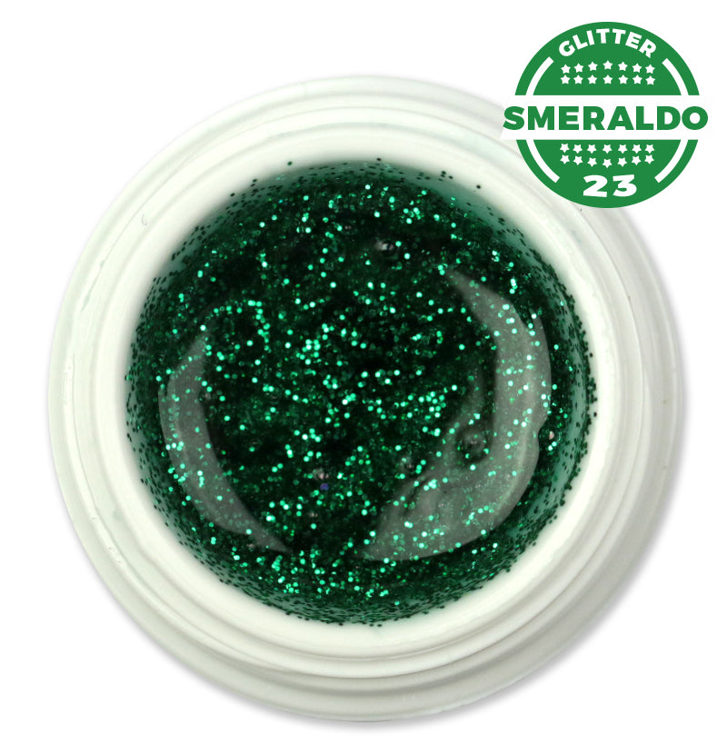 Gel color Glitter trasparente effetto vetro UV e Led 5ml - SMERALDO 23