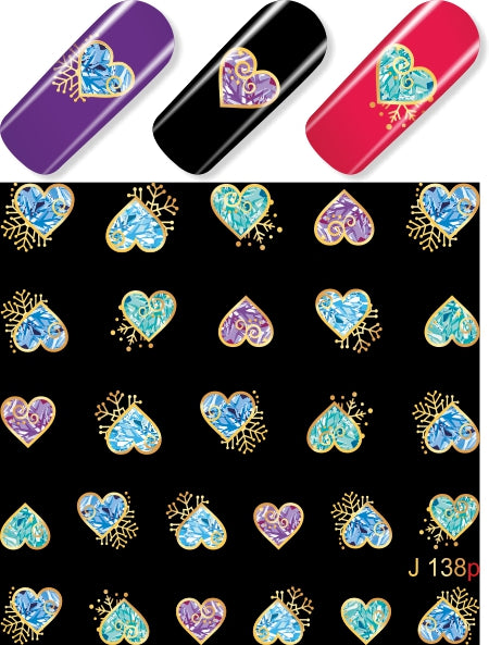 Stickers Adesivi Nail art Water decals romantic heart
