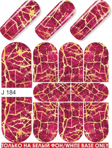 Water decals disegno pieno effetto marmorizzato metal oro