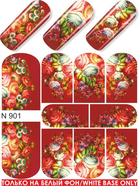 Stickers Adesivi Nail Art Water decals disegno pieno