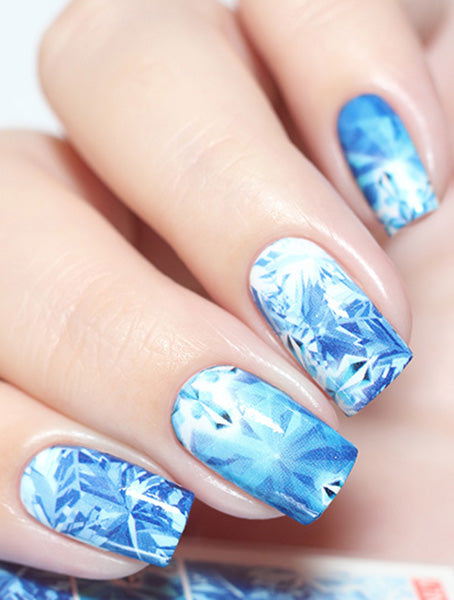 Stickers Adesivi Nail Art Water decals Natalizi con fiocchi di neve blu