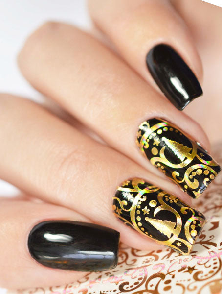 Stickers Adesivi Nail Art Water decals Natalizi con ghirigori effetto metal