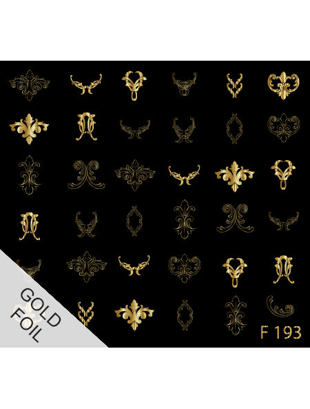 Stickers Adesivi Nail Art Water decals motivi damascato gold