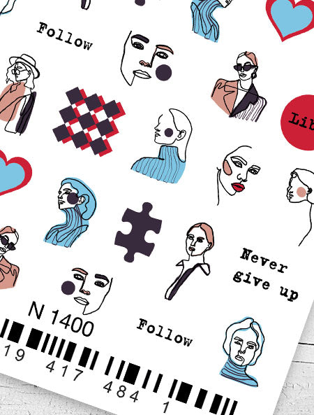 Stickers Adesivi Nail Art Water decals motivi moda, never give up