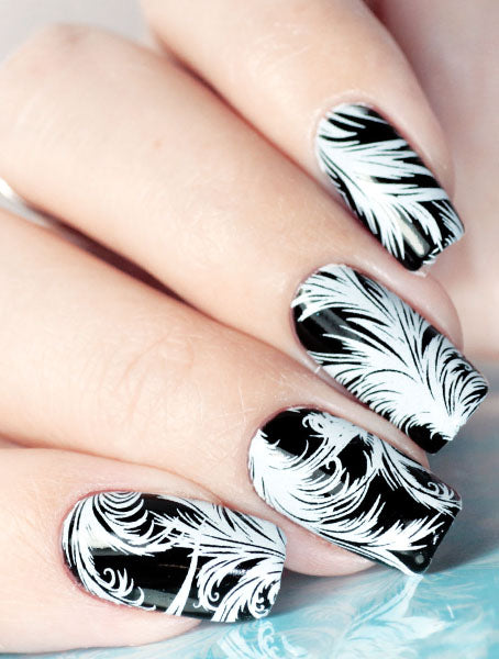 Stickers Adesivi Nail Art Water decals motivi piume grandi bianche