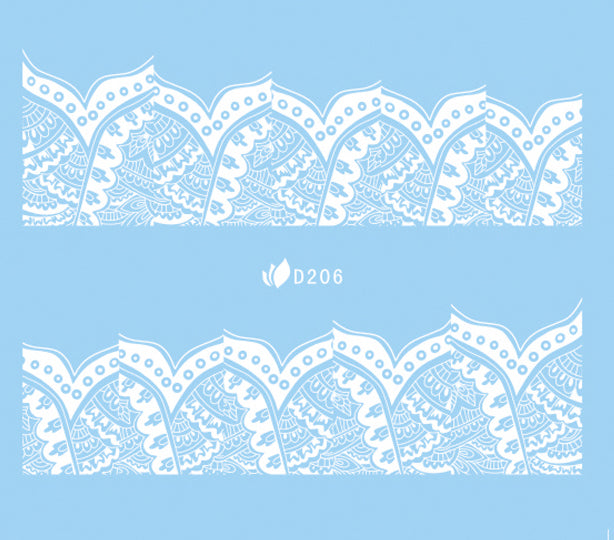 Stickers Adesivi Nail Art Water decals serie D - 206 Bianco
