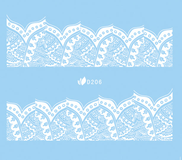 Stickers Adesivi Nail Art Water decals serie D - 206 Bianco