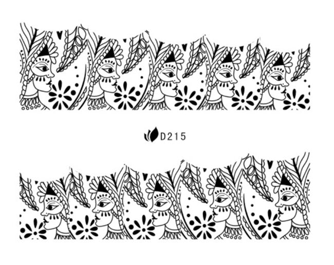 Stickers Adesivi Nail Art Water decals serie D - 215 Nero