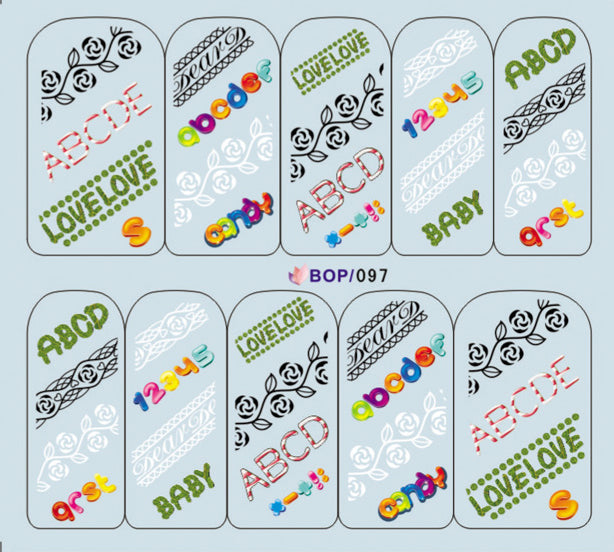 Décalcomanies à l'eau, autocollants tatouage à l'eau, autocollants décalcomanies BOP097